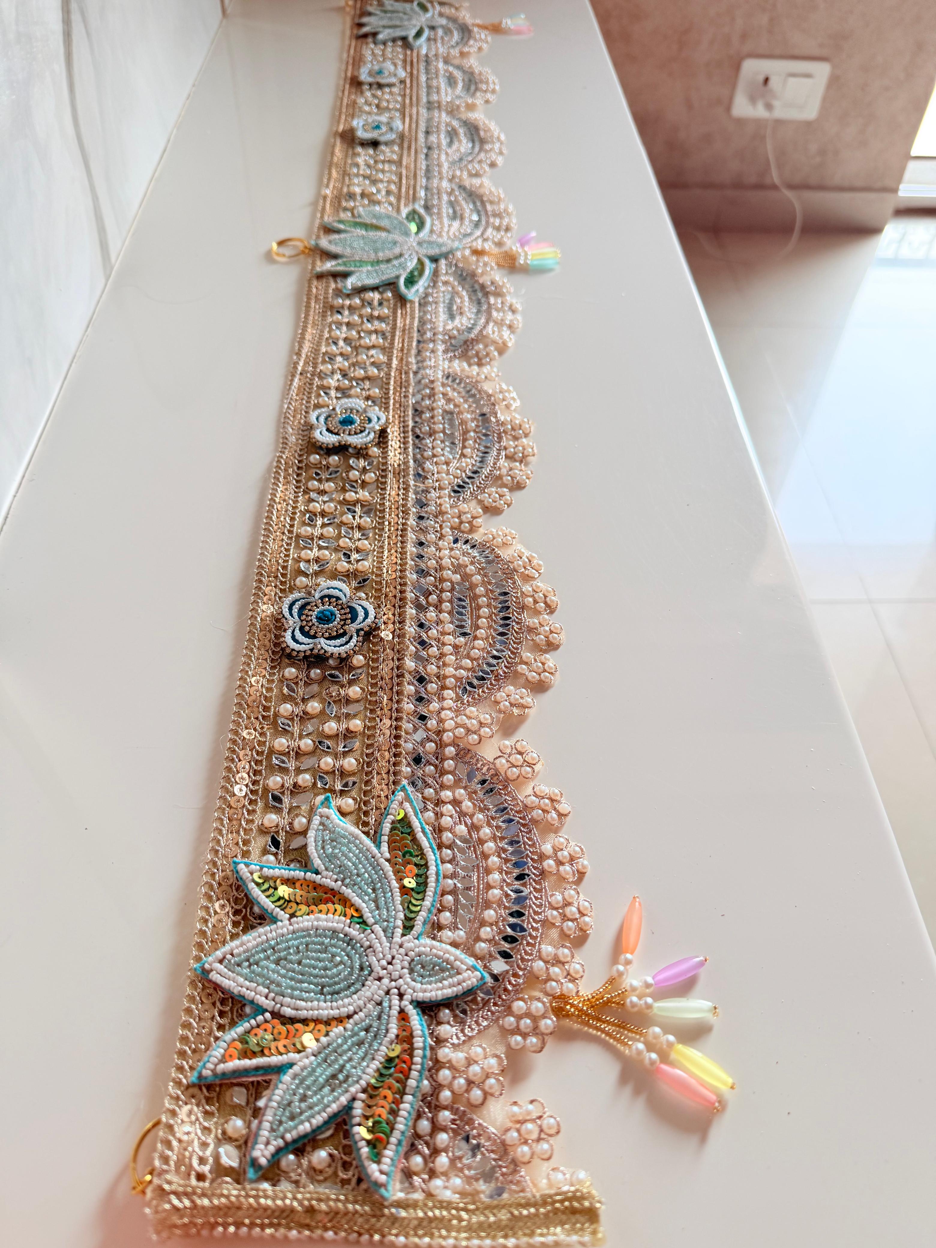 Pastel Lotus Toran — Blue & Cream