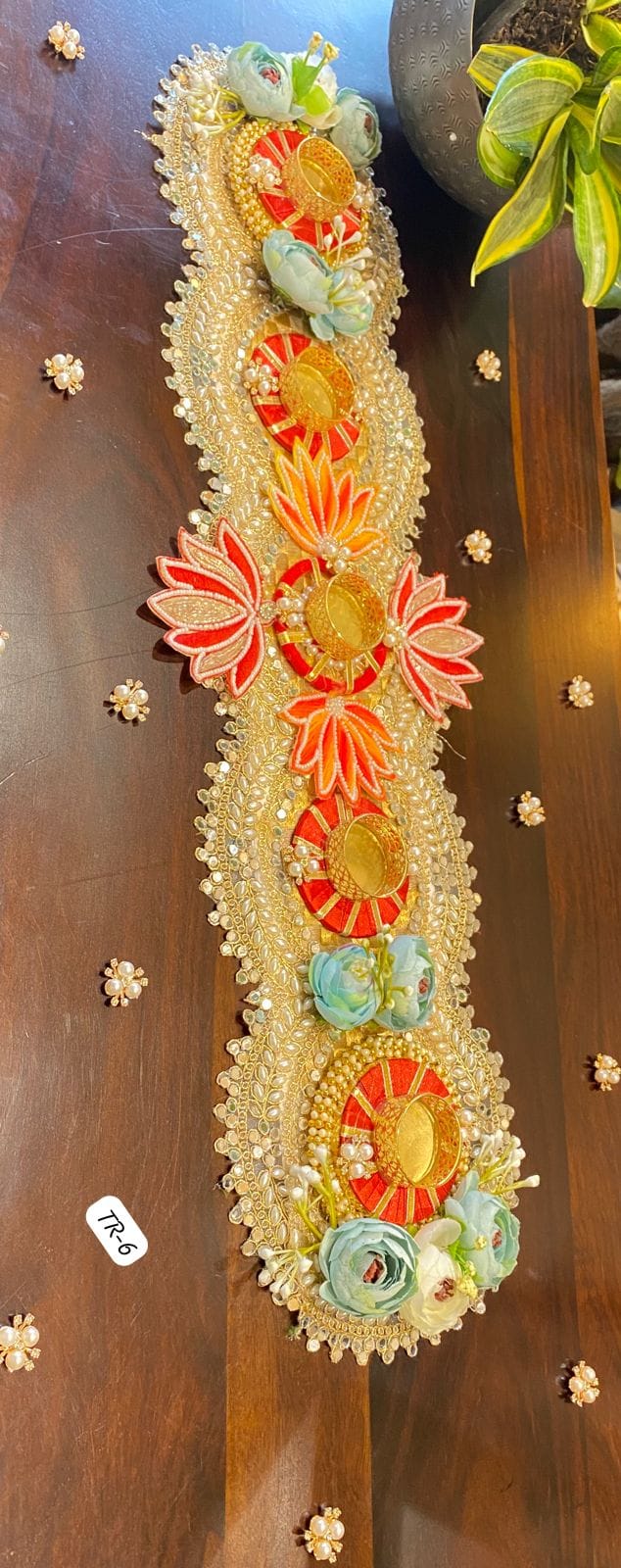Floral Table Runner — Coral Bloom
